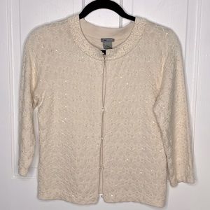 Ann Taylor Beaded Silk/Cashmere Blend Cardigan